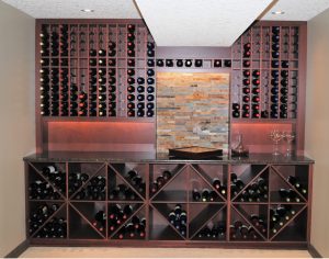 A wine feature wall installed by Refine Renovations