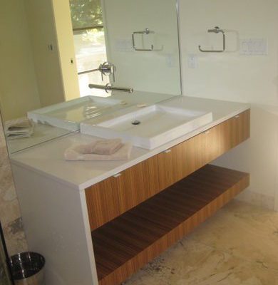 Modern vanity installed by Refine Renovations during a bathroom renovation