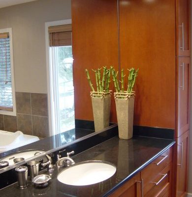 Single vanity installed by Refine Renovations during a bathroom renovation